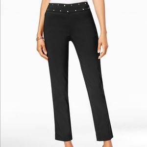 XS studded tummy control black pants business chic